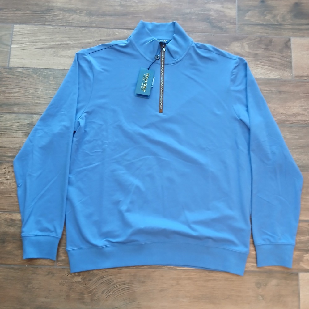 Polo Ralph Lauren Pullover Mens Large Blue Quarter Zip Stretch Lisle Performance